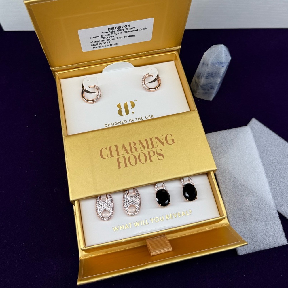 Rose Gold Earring Set by